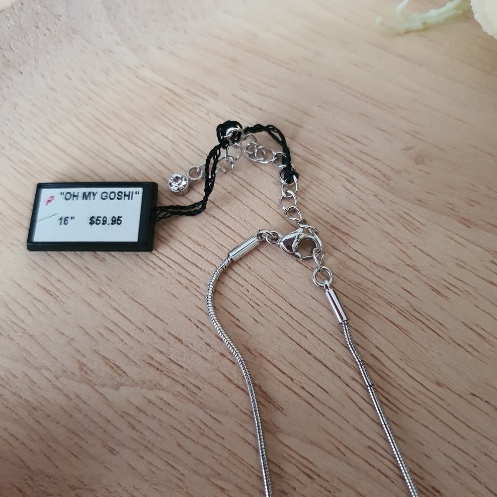 "Oh My Gosh" Silver Swarovski Crystal Necklace - Picture 3 of 5